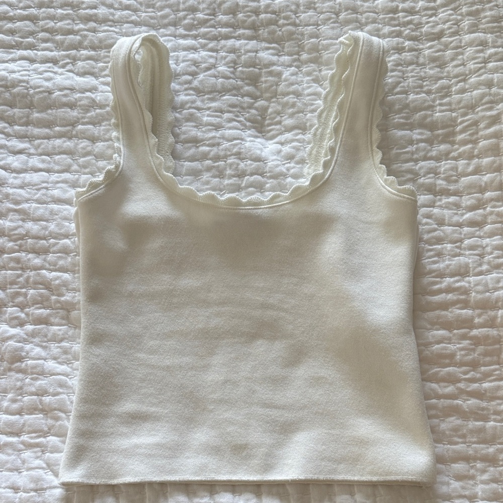 Zara Cream Lace-Edged Tank Top